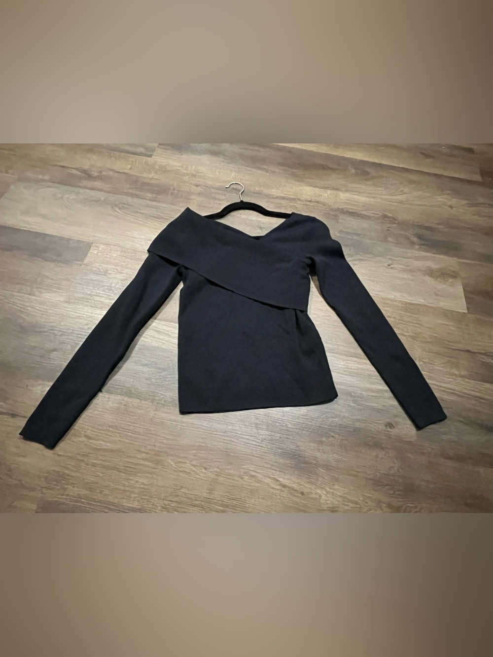 Lauren Ralph Lauren Asymmetrical Neck Sweater Top | Black | Small | Long Sleeve